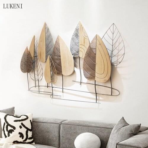 Nordic Creative Living Room Sofa Background Wall Hangings Wrought Iron Forest Wooden Famous Wall Decoration