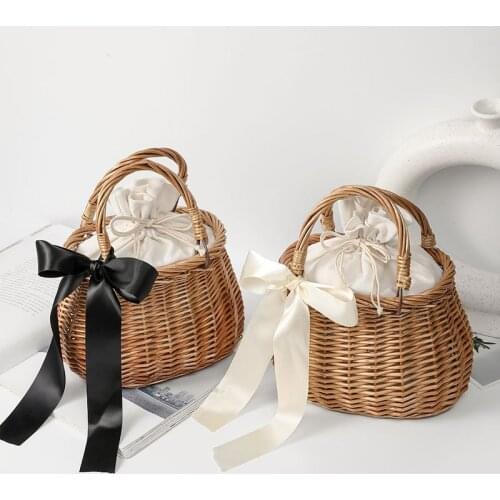 Straw Purses and Handbags Bags for Women Summer Rattan Handmade Hand Bags Tote Ladies Beach Basket Bag