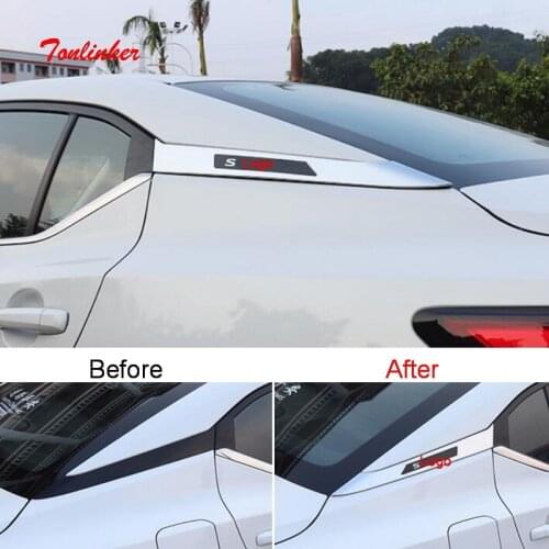 Tonlinker Exterior Car Window D column Cover case sticker for NISSAN Sentra 2019 Car Styling 2 PCS ABS Chrome Cover sticker