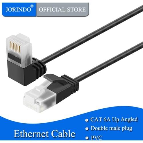 Ultra Slim Cat6a Ethernet cable JORINDO Up Angle UTP Network Patch Cable Cat 6a (Category 6), Black