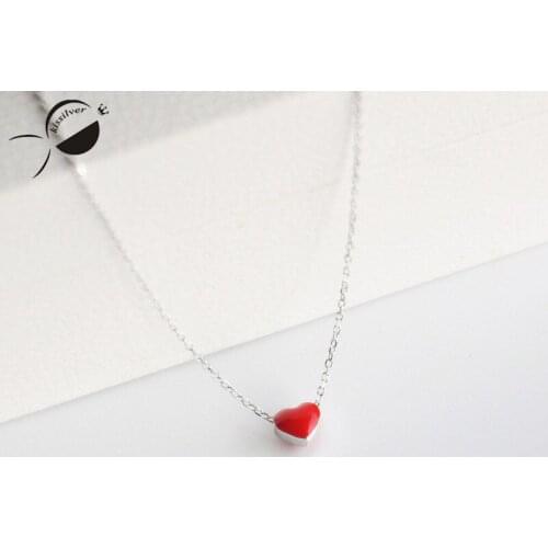 Sweet Love Heart Pendent Necklaces for Women S925 Sterling Silver 2017 Jewelry Silver Short Chain Necklace Choker Female
