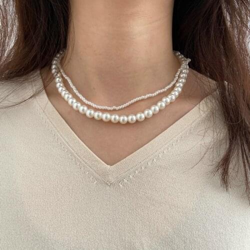 Modyle Big Pearl Choker Necklace For Women Fashion Summer White Imitation Pearl Necklaces 2021 Trend Elegant Wedding Jewelry