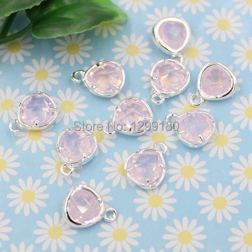 10pcs/lot Copper Pendants with Zircon Stone Crystal Charm for DIY Jewelry Making Bracelet Earring Finding 8x11mm K03026