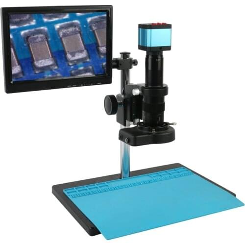 HDMI USB HD 21MP Microscope Camera 180X C-mount Lens 56 LED Lamp 8"LCD Monitor For Phone PCB Repair