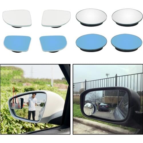 2 Pieces Adjustable Frameless HD Glass Car Blind Spot Mirrors Wide Angle