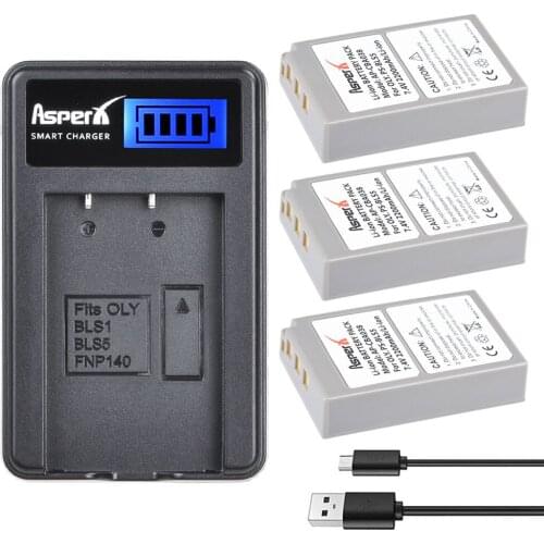 3×PS-BLS5 BLS-5 BLS5 BLS-50 BLS50 Battery+LCD Fast Charger for Olympus PEN E-PL2,E-PL5,E-PL6,E-PL7,OM-D E-M10, E-M10 II, Stylus1