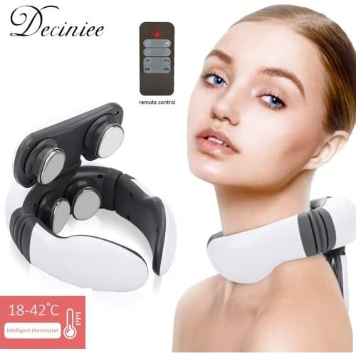 4 Heads Portable Neck Massager Intelligent Heating Neck Massager Remote Control 9 Gears Effectively Relieve Stress Pain Massage