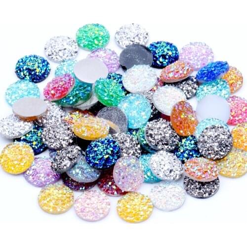 40pcs AB Resin 12mm Ore Round Flatback Rhinestone Scrapbook DIY Wedding Ornaments Buttons Crafts