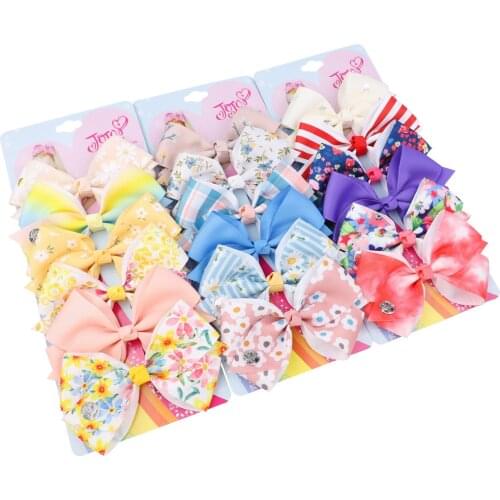 6pcs/lot Cute Flowers Pattern Bowknot Hair Clips Fashion Striped Print Dovetail Bows Baby Hairpin Kids Accessories Birthday Gift