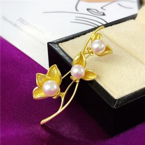 Flower Design DIY Brooch Pin Mountings Findings Settings Base Women Accessories for Pearls Agate Jade Crystal Beads