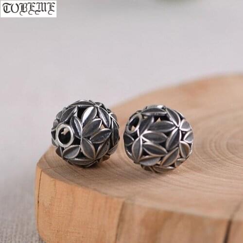 Handmade 100% 925 Silver Jewelry Beads 925 Sterling Loose Beads DIY Jewelry Findings Carved Banboo-leaf Beads
