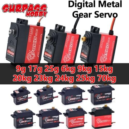 SURPASS Hobby Digital Servo 9G 17G 25G 6KG 9KG 15KG 20kg 23kg 24kg 25kg 70kg Metal Gear Servo for 1/10 1/8 RC Car Boat Airplane