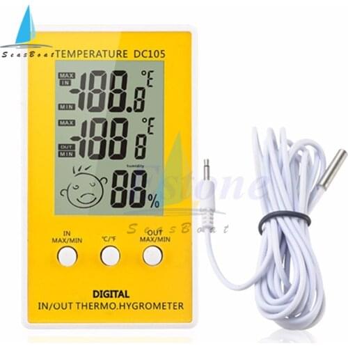 Digital LCD Thermometer Hygrometer DC105 Temperature Humidity Meter Regulator Indoor Outdoor Weather Station Diagnostic Tool