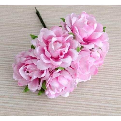 60pcs 3cm Small Fabric Rose Artificial Silk Scrapbooking Flower Bouquets For Hair Garland Box Wedding Bridal Accessories