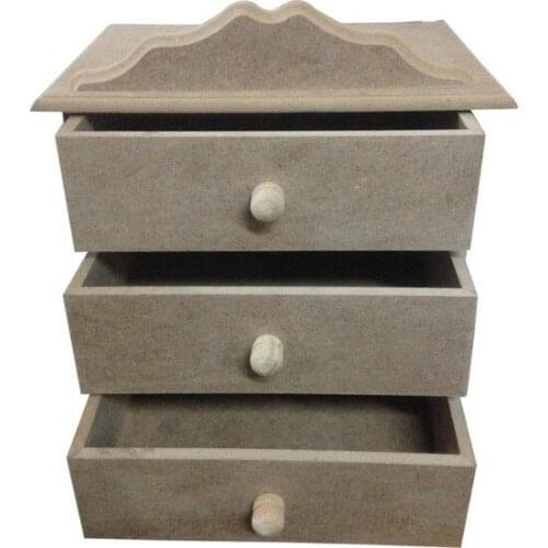 Three Drawer Jewelry Box Wooden Object CODE: KU26 paintable decorative objects декоративные предметы под роспись