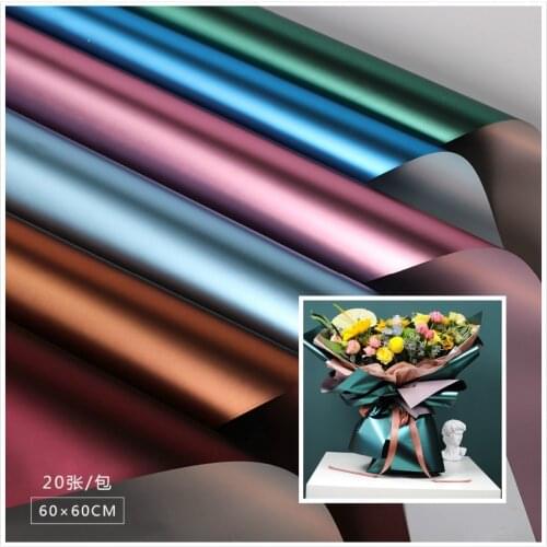20pcs Double Color Metal Paper Waterproof Flower Bouquet Wrapping Paper MaterialBouquet Wrapping Paper Florist Gift Wrapping