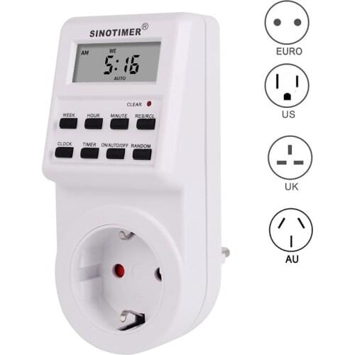 TM516 EU UK US Plug Digital Weekly Programmable Electrical Wall Plug-in Power Socket Timer Switch Outlet Time Clock 220V 110V AC