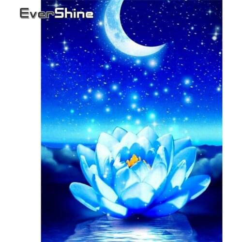 EverShine Diamond Painting Flowers Cross Stitch Kits Full Drill Diamond Embroidery Lotus Picture Of Rhinestones Home Decor