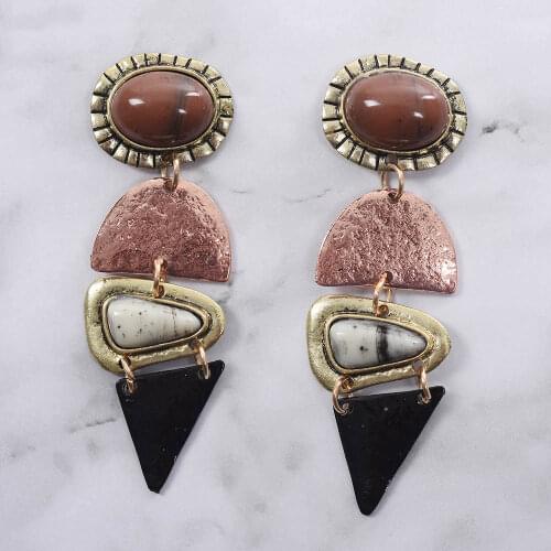 Geometric Triangle Metal Za Earrings Women Jewelry Boho Ethnic Vintage Long Drop Earring Female Statement big Dangle Earings