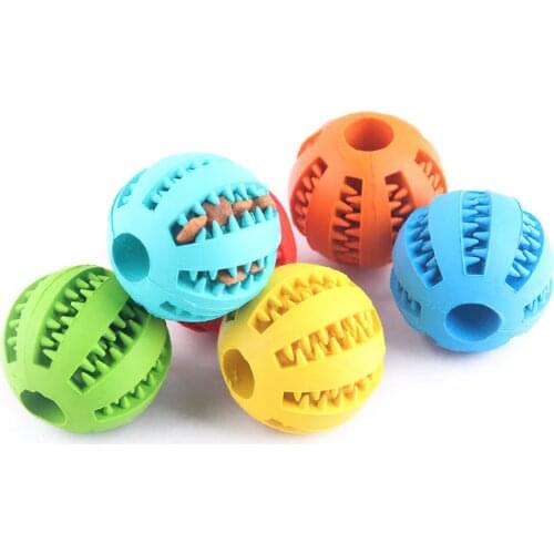 Dog Treat Toy Ball Non Toxic Bite Resistant Rubber Toy Ball For Pet Dogs Puppy Cat Food Treat Feeder Chew Teeth Cleaning Ball