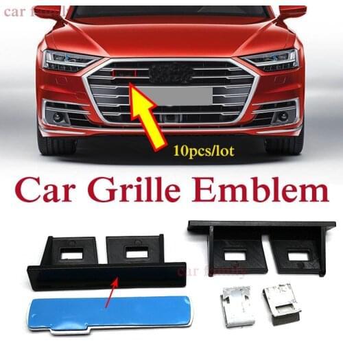 10pcs 3D Metal Front Hood Grille Grill Emblem with clips Car Racing Grills car styling for A1 A2 A3 A4 A5 A6 A7 A8 Q1 Q3 Q5 Q7