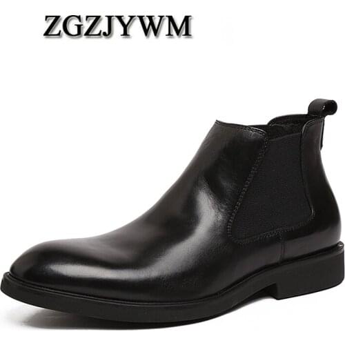 Men Luxury ZGZJYWM Brand Fashion Boots Genuine Leather Designer Motorcycle High Heel Snow Winter Waterproof Boots Size 35-44