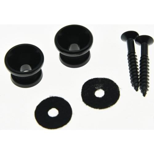 Set of 2 Guitar Strap Pins Knobs Buttons Guitar End Pins Black