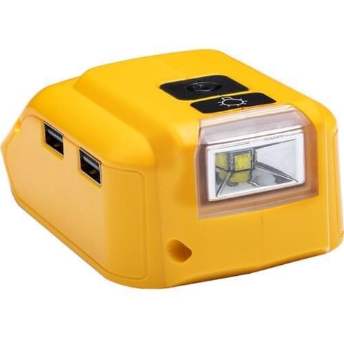 Upgrade Replacement DCB090 Power Source For Dewalt 20v Max 18V Battery Adapter with Dual USB DC 12V LED Work Light