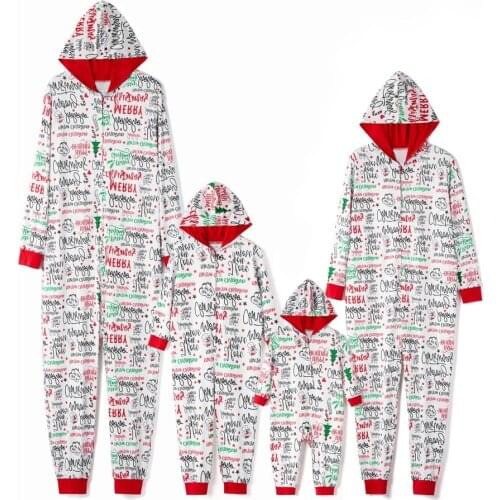 Family Pajamas Jumpsuit Romper Christmas Parent-child Outfits Print Hooded Deer Print Xmas Sleepwear Nightwear Homewear Clothes