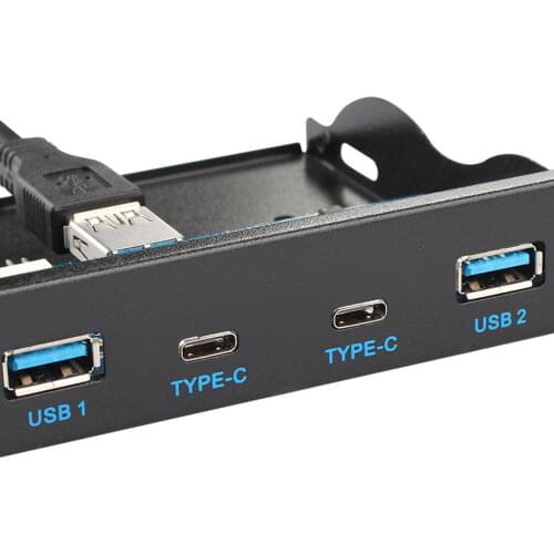 CY USB 3.1 Front Panel Header to USB-C & USB 3.0 HUB 4 Ports Front Panel Motherboard Cable for 3.5" Floppy Bay