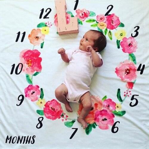Newborns Babies Photo Props Photography Fabrics Baby Lovely Flowers Calendar Weeks Months Square Rug Blankets Photography Props