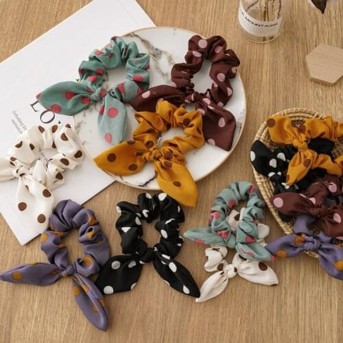 Parents and childrens small point rabbit ear large intestine circle female tie hair rope Korean tie knot hairVery strong elasti