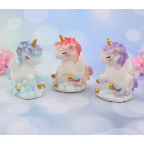 Nordic Cartoon Dreaming Unicorn Figurine Miniature Fairy Garden Ornament DIY Cake Car Home Decoration Accessories Wedding Gift