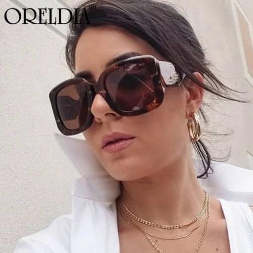 Unique Thick Frame Square Leopard Purple Gradient Sunglasses For Women 2021 Luxury Brand Vintage Wide Leg Uv400 Eyewear Green