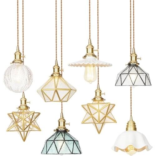 Modern Simple Dining Room Dining Table Copper Glass Bedroom Bedside Study Aisle Individual Creative Small Chandelier