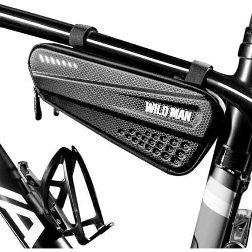 WILD MAN Waterproof Bicycle Bag 1.2L Hard Shell Front Tube Bag Bike Frame Triangle Pannier Pouch Cycing Equipment Accessories