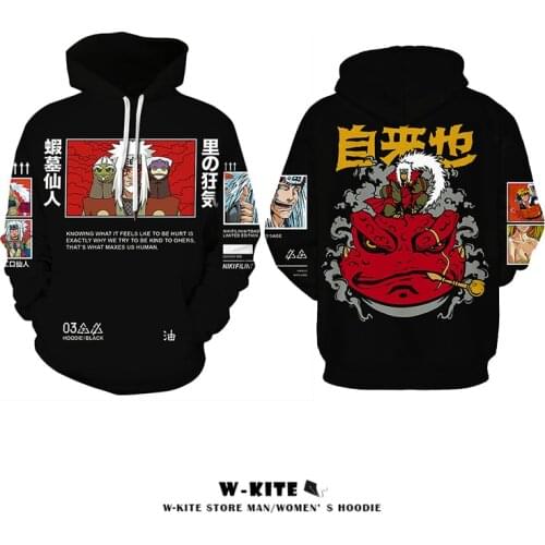 Jiraya Naruto Hoodies Akatsuki Anime Sweatshirts Itachi Streetwear Kawaii Sasuke Graphic Unisex Hoody Women Men Harajuku Hoodie