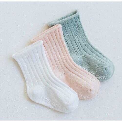 Spring autumn new baby boy girl socks Anti Slip Soft Cotton baby Clothing Solid color warm newborn socks