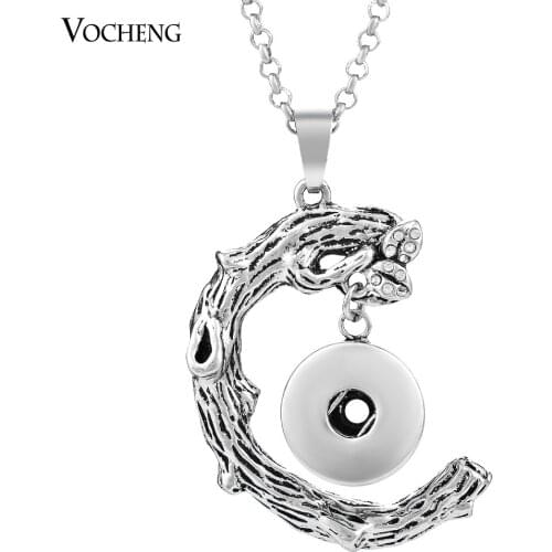 Vocheng Ginger Snap Button Jewelry 18mm Vintage Metal Pendant Necklace with Stainless Steel Chain NN-313 Free Shipping