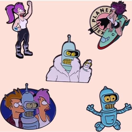 ZF1505 Cartoon Icons Style Metal Enamel Badge Buttons Brooch Anime Lovers Denim Shirt Lapel Pins For Friends Kids