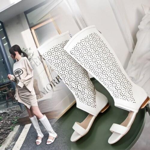 Summer Women Shoes 2021 sandals women Cover Heel flat fashion shoes open toe Knee-length zapatos de mujer big size 34-48