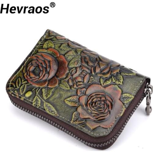 Womens Business Card Holder Genuine Leather Designer Credit ID Bank Card Holder Female Zipper Coin Purse Case Organizer Wallet