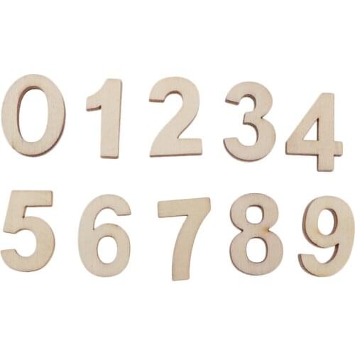 50 PCS Wooden Numbers for DIY Craft, Number 0 to 9, Total with 4 sets Great for Frames, Shelves and Plaques