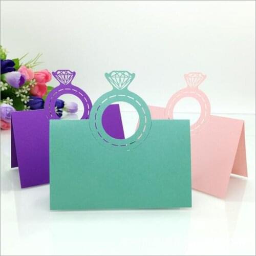 50pcs Diamond Ring Laser Cut Wedding Party Table Name Place Cards Favor Message Setting Card Wedding Birthday Party Supplies
