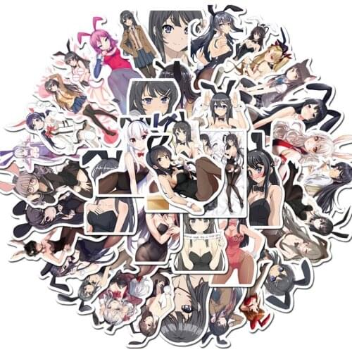 50pcs Anime Girls Graffiti Cartoon Bunny Girl Stickers For Motorcycle Laptop Suitcase Skateboard Fridge Luggage DIY Stickers
