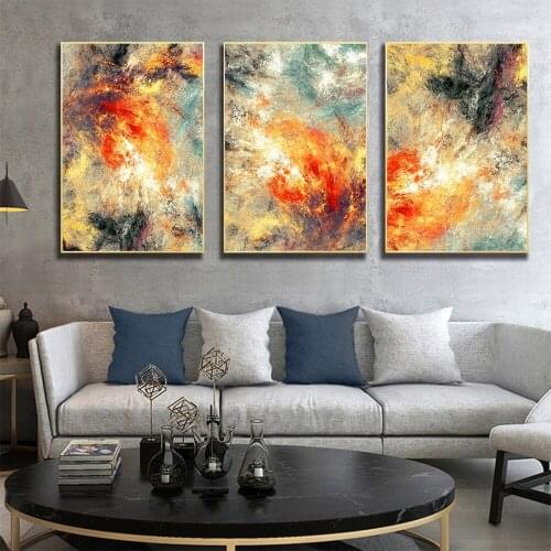 No frame bluie and yellow abstract print wall poster for home decor Minimalist Art home decor canvas painting