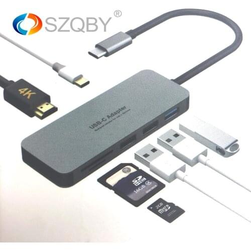 6 in 1 TC643 TYPE-C adapter Type-C to USB 3.0 X 2 + HDMI + SD/TF Card Reader hub Silver Grey