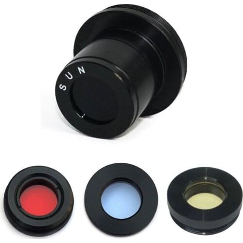 1.25" T Mount M42x0.75 Telescope Adapter with Sun Filter Red/Blue/Yellow Planets Nebula Filter sets