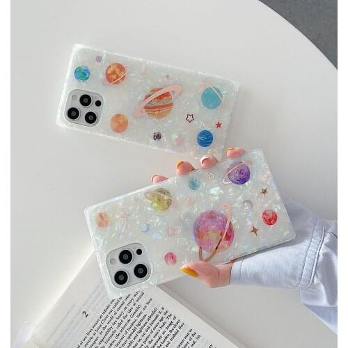 Universe Phone Case For apple iPhone 12 Pro max shell Soft square 7 8 Plus X XS XR MAX 11 MiNi SE mobile back cover new Arrival