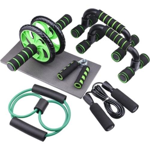 7in1 Abdominal Wheel Ab Roller Resistance Bands Push-Up Bar Jump Rope Grip Strength Exercise Home Gym Fitness Muscle Trainer